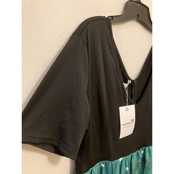 Moking Top Women's Holiday Cat Dress Knee Length Multicolor V-Neck Plus "3XL" - Picture 6 of 14